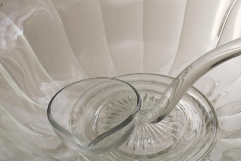 photo of huge vintage glass punch bowl set w/ glass ladle Heisey Colonial panel pattern glass #10