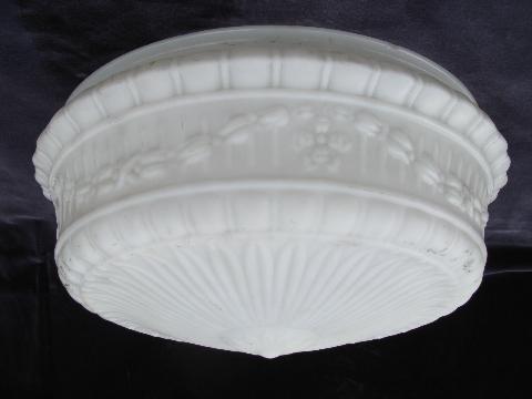 photo of huge vintage puffy satin glass lamp shade for antique electric ceiling light fixture #1