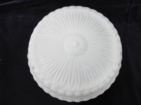 photo of huge vintage puffy satin glass lamp shade for antique electric ceiling light fixture #2