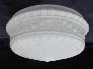 catalog photo of huge vintage puffy satin glass lamp shade for antique electric ceiling light fixture