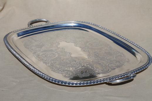 photo of huge vintage silver chrome serving tray, hotel service tray or waiter's tray #2