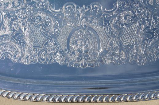 photo of huge vintage silver chrome serving tray, hotel service tray or waiter's tray #4