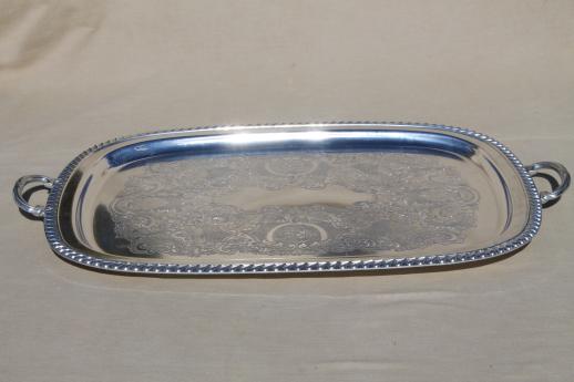 photo of huge vintage silver chrome serving tray, hotel service tray or waiter's tray #6