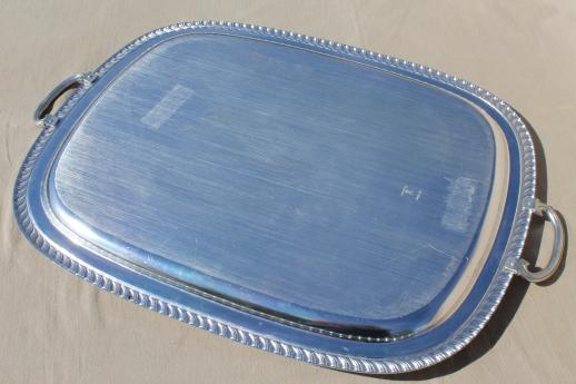 photo of huge vintage silver chrome serving tray, hotel service tray or waiter's tray #7