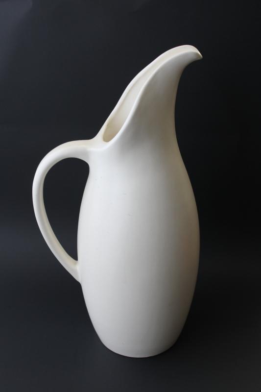 photo of huge white pitcher / vase vintage Royal Haeger pottery, mid-century mod ceramics #1