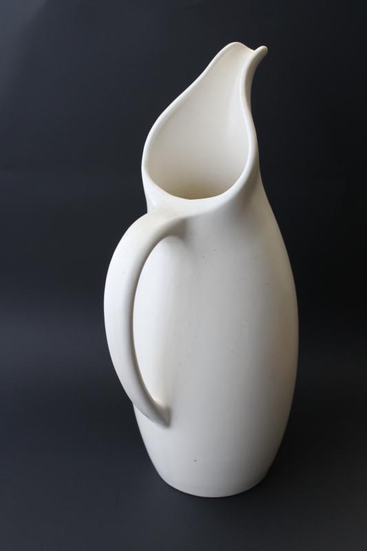 photo of huge white pitcher / vase vintage Royal Haeger pottery, mid-century mod ceramics #2