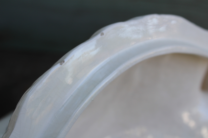 photo of huge white swan ceramic tureen, 1980s vintage hand painted luster glaze handmade ceramic swan  #2