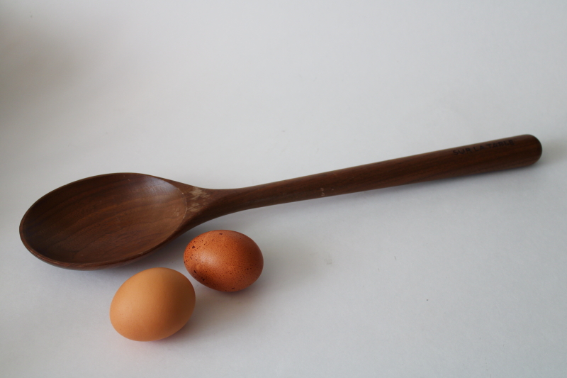 photo of huge wooden spoon, Sur le Table walnut wood long handled spoon french country kitchen style  #1