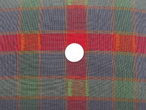 photo of indian blanket woven plaid cotton blend fabric lot, 1950s vintage #4