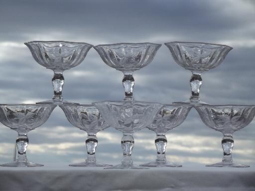 photo of individual fruit compotes, vintage pattern glass dessert bowls set of 8 #1