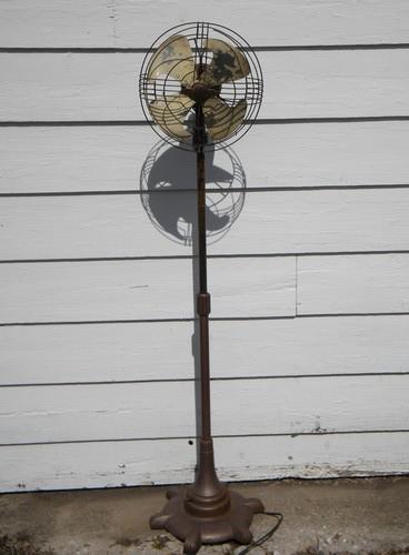 photo of industrial Art Deco vintage, machine-age adjustable floor fan, 1934 patent #8