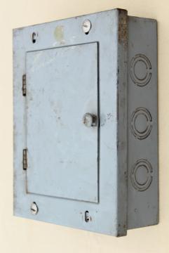 catalog photo of industrial steel electrical control box for screw type fuses steampunk vintage