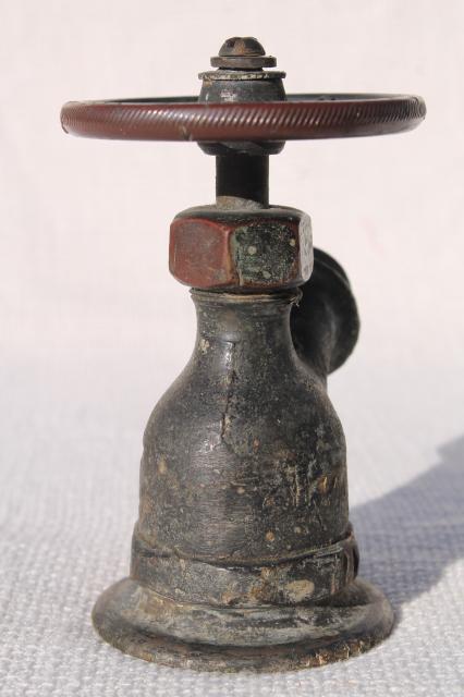 photo of industrial vintage brass garden spigot  valve outdoor faucet w/ bronze wheel tap handle  #4