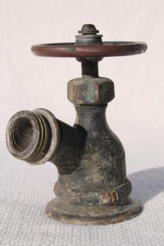 catalog photo of industrial vintage brass garden spigot  valve outdoor faucet w/ bronze wheel tap handle 