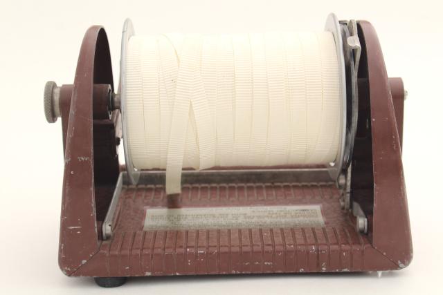 photo of industrial vintage spool holder w/ cutter, parcel wrapping twine / gift ribbon dispenser #8