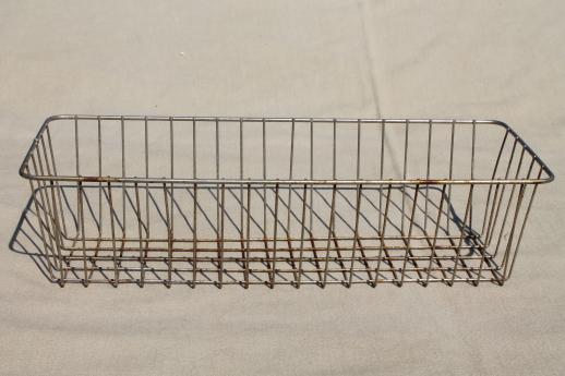 photo of industrial vintage wire basket storage bin, store counter display basket #2