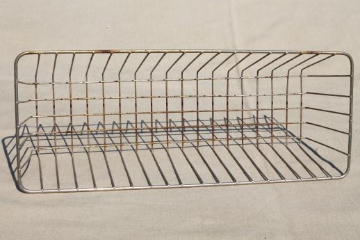 photo of industrial vintage wire basket storage bin, store counter display basket #4