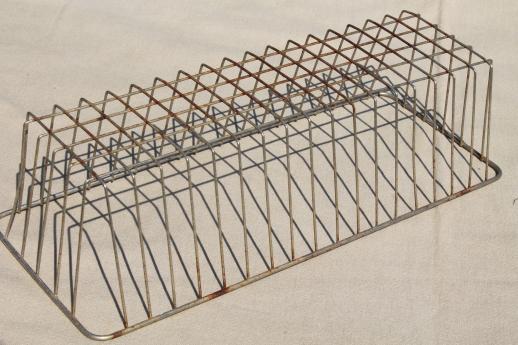 photo of industrial vintage wire basket storage bin, store counter display basket #5