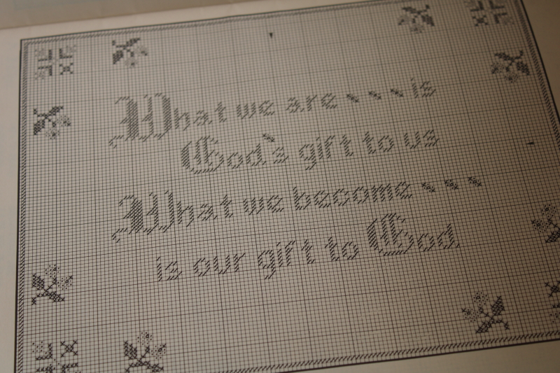 photo of inspirational cross stitch designs, charted patterns for words to live by and prayers #2