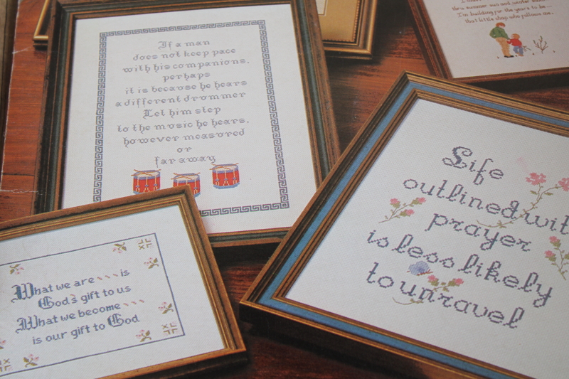 photo of inspirational cross stitch designs, charted patterns for words to live by and prayers #3