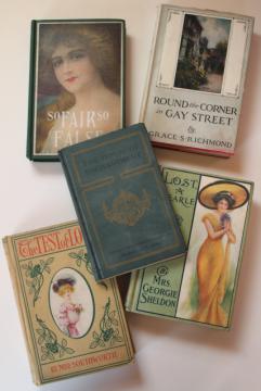 catalog photo of instant collection vintage books, romances w/ gibson girl antique cover art