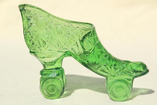 photo of instant collection vintage pattern glass ladies shoes & high top boots, Fenton etc #2