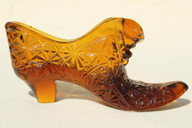 photo of instant collection vintage pattern glass ladies shoes & high top boots, Fenton etc #3