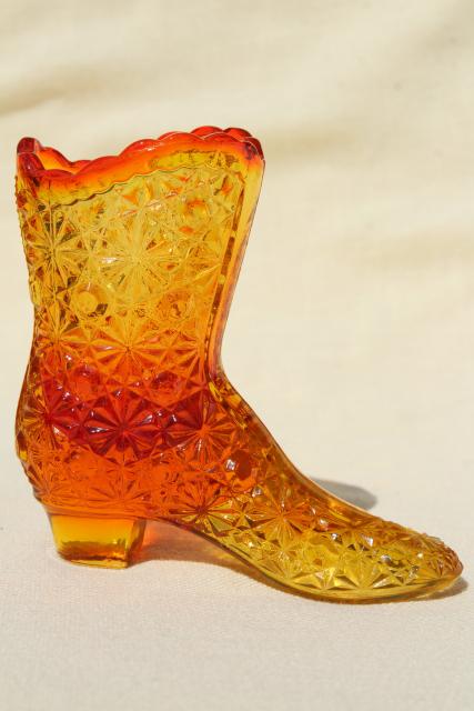 photo of instant collection vintage pattern glass ladies shoes & high top boots, Fenton etc #7