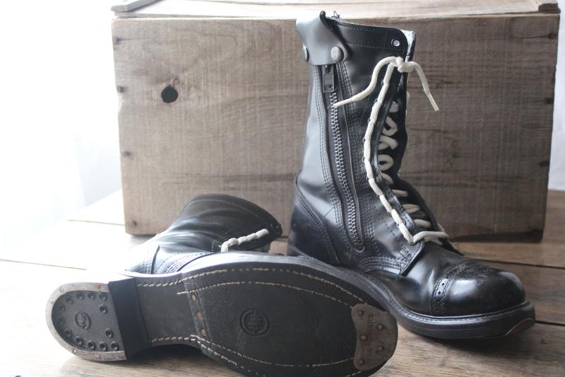 photo of intage Corcoran black leather military paratrooper combat boots metal heel & toe size 9 1/2 #1