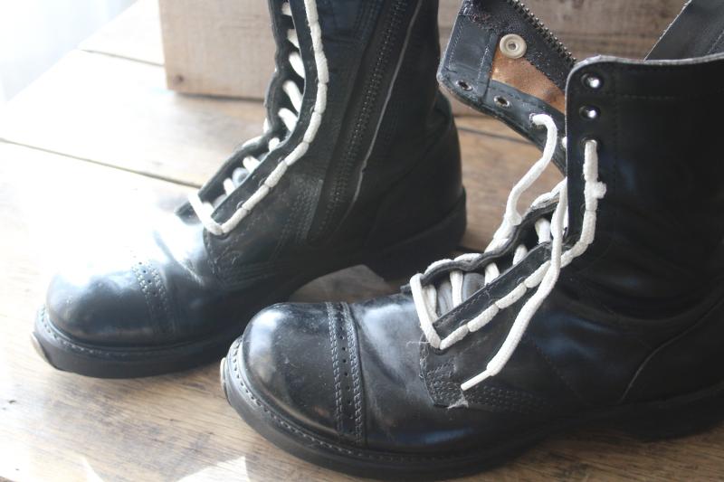 photo of intage Corcoran black leather military paratrooper combat boots metal heel & toe size 9 1/2 #12