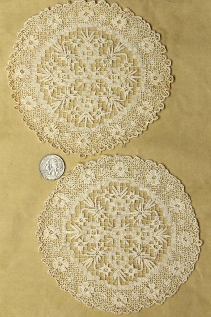 photo of intage goblet rounds, net darning lace doily table mats set of 12 #4