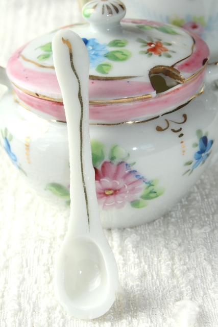 photo of intage hand painted Nippon & Japan china jam pots or condiment jars #9