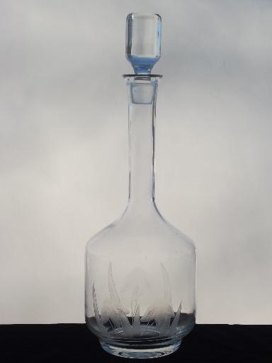 photo of iris pattern glass decanter bottle, 80s vintage hand-cut crystal #1