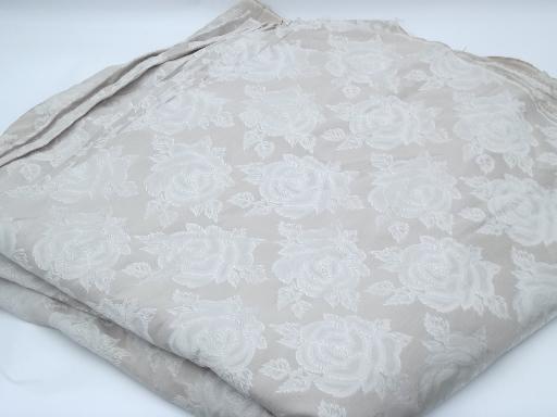 photo of ivory blush roses brocade fabric, 25 yards vintage upholstery fabric  #1