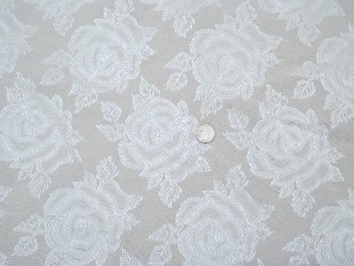 photo of ivory blush roses brocade fabric, 25 yards vintage upholstery fabric  #3