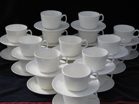 photo of ivory china cups and saucers, vintage Mount Clemens pottery, lot of 22 #1