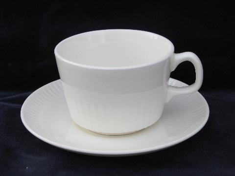 photo of ivory china cups and saucers, vintage Mount Clemens pottery, lot of 22 #2