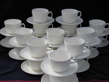 catalog photo of ivory china cups and saucers, vintage Mount Clemens pottery, lot of 22