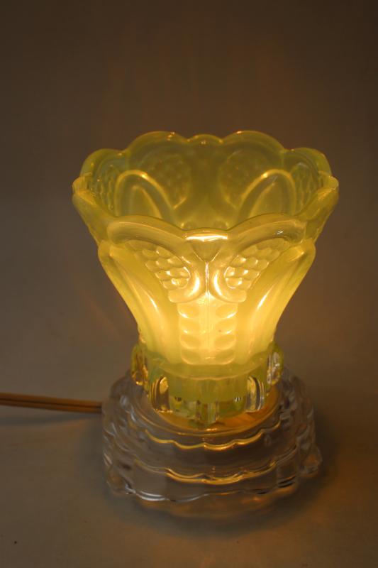 photo of jade green pressed glass vintage style night light, new electric dimmable fairy lamp  #1