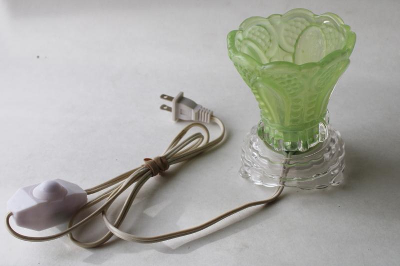 photo of jade green pressed glass vintage style night light, new electric dimmable fairy lamp  #5