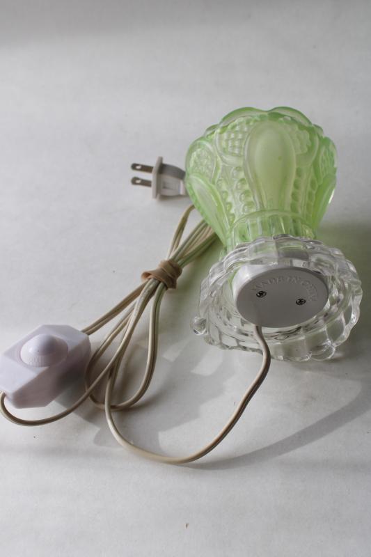 photo of jade green pressed glass vintage style night light, new electric dimmable fairy lamp  #7