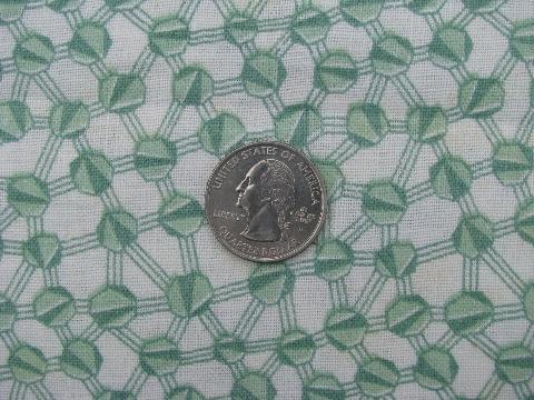 photo of jadite green geometric print, vintage cotton feed or flour sack fabric #1