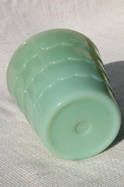 photo of jadite green vintage jadeite glass flowerpot, plant pot, small planter  #4