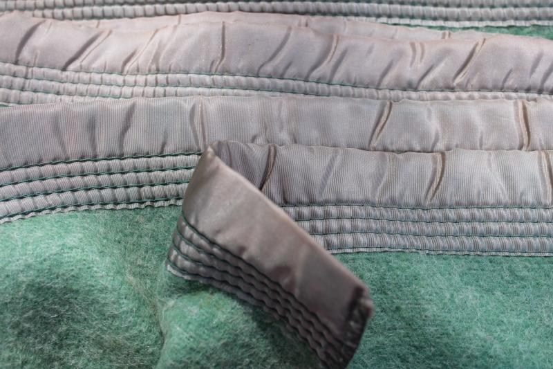 photo of jadite green wool / rayon bed blanket never used, 40s 50s vintage bedding #3