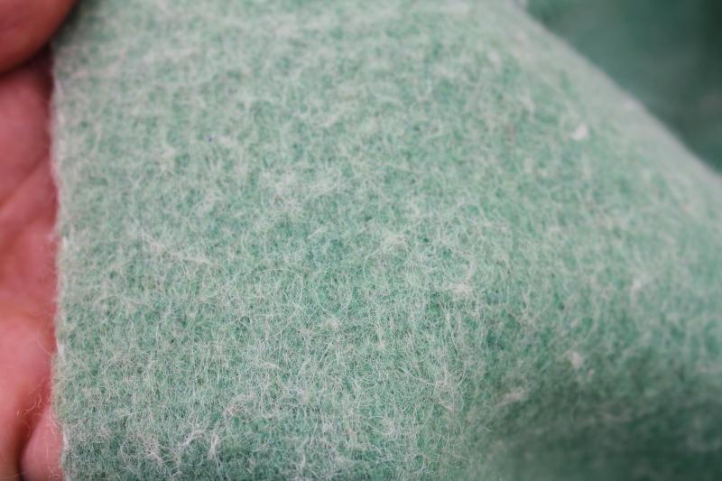 photo of jadite green wool / rayon bed blanket never used, 40s 50s vintage bedding #5