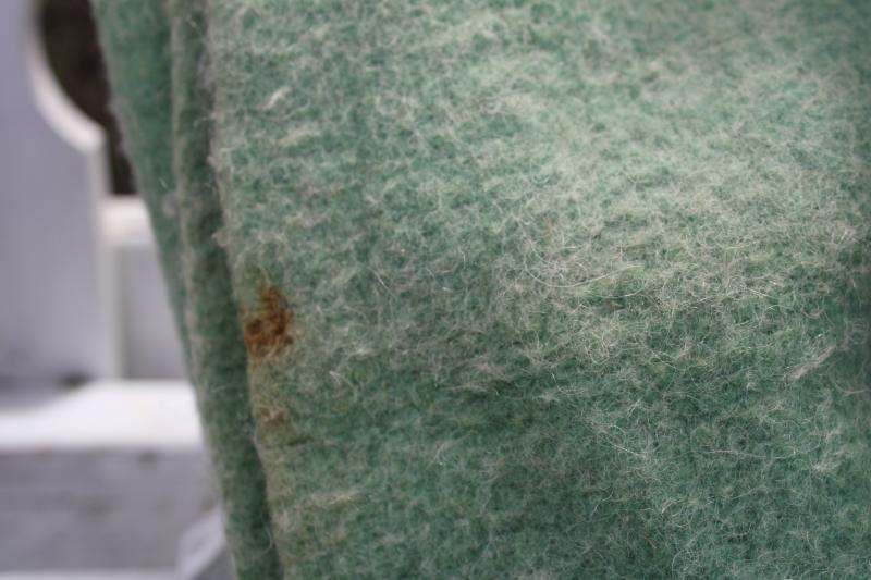 photo of jadite green wool / rayon bed blanket never used, 40s 50s vintage bedding #8