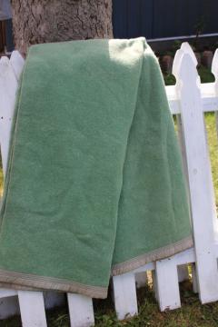 catalog photo of jadite green wool / rayon bed blanket never used, 40s 50s vintage bedding