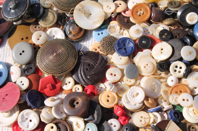 photo of jar of old antique vintage buttons from five generations family farm, many 1800s #2