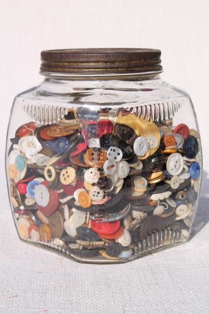 photo of jar of old antique vintage buttons from five generations family farm, many 1800s #4