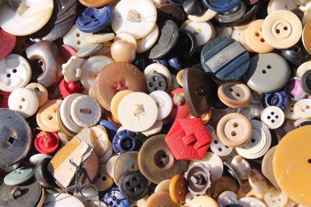 photo of jar of old antique vintage buttons from five generations family farm, many 1800s #10